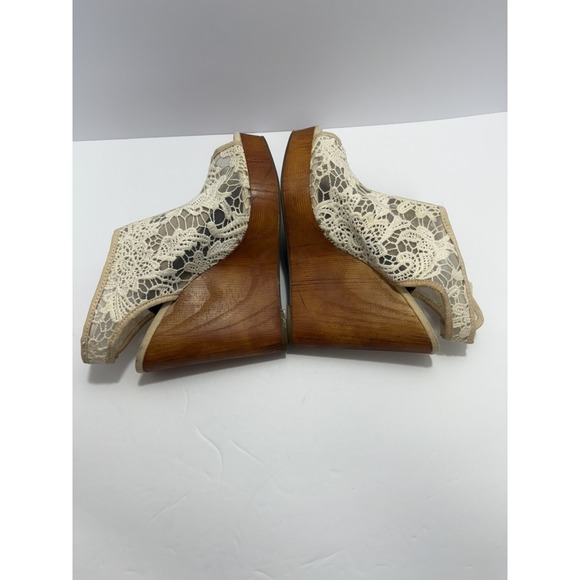 Lucky Brand Womens 8 Ankle Slingback Wedge Lace Open Toe Sandal Boho Summer Chic - Picture 8 of 10